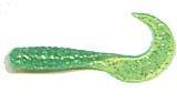 Lures Action Bait 3&quot; Curly Grubs Package of 25 Lime Chartreuse Glitter Fishing Tackle - Fish Bait - Grubs | Pescador Fishing Supply