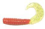 Lures Action Bait 3&quot; Curly Grubs Package of 25 Red Chartreuse Glitter Fishing Tackle - Fish Bait - Grubs | Pescador Fishing Supply