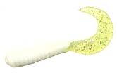 Lures Action Bait 3&quot; Curly Grubs Package of 25 White Chartreuse Tail Fishing Tackle - Fish Bait - Grubs | Pescador Fishing Supply