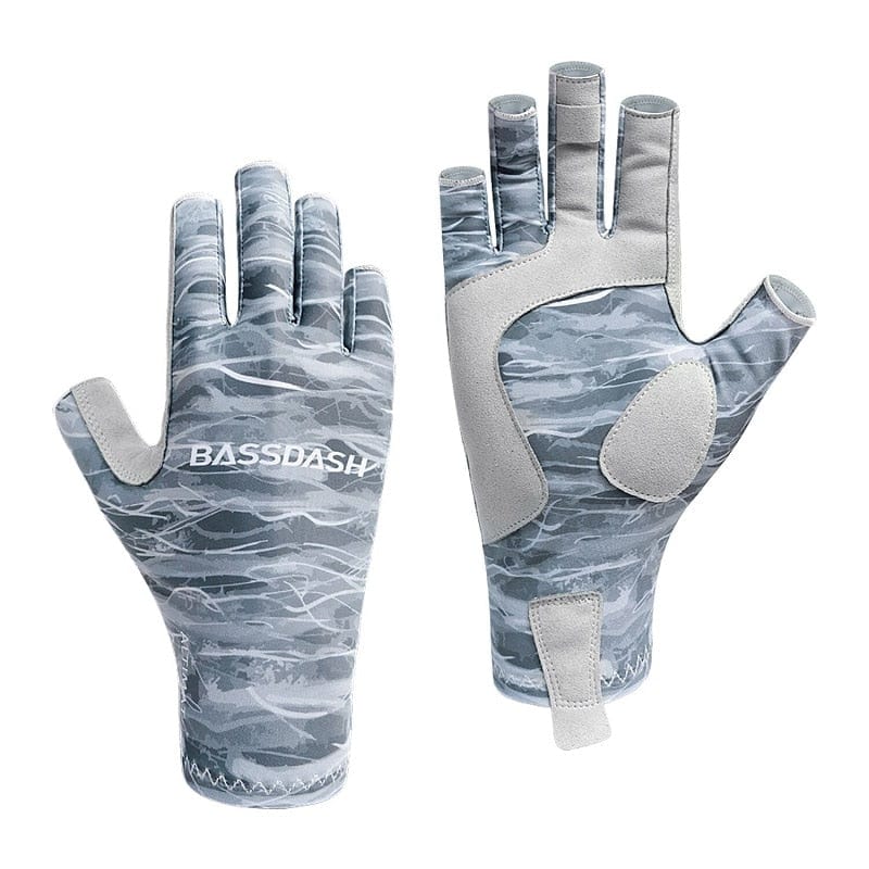 Apparel Bassdash Altimate Fingerless Fishing Gloves Grey Camo / M Bassdash Altimate Fingerless Fishing Gloves | Pescador Fishing Supply