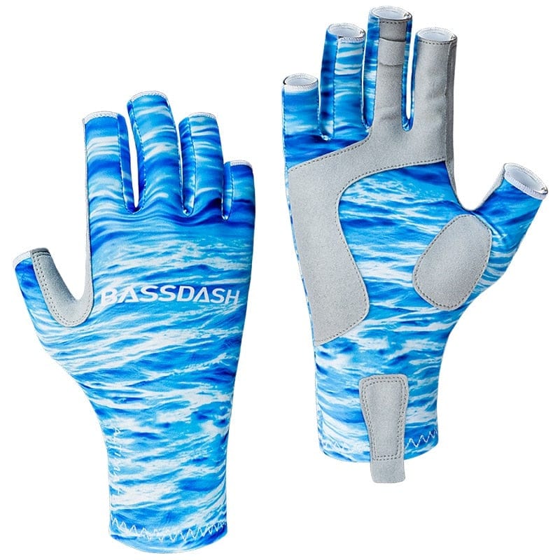 Apparel Bassdash Altimate Fingerless Fishing Gloves Water Camo / M Bassdash Altimate Fingerless Fishing Gloves | Pescador Fishing Supply