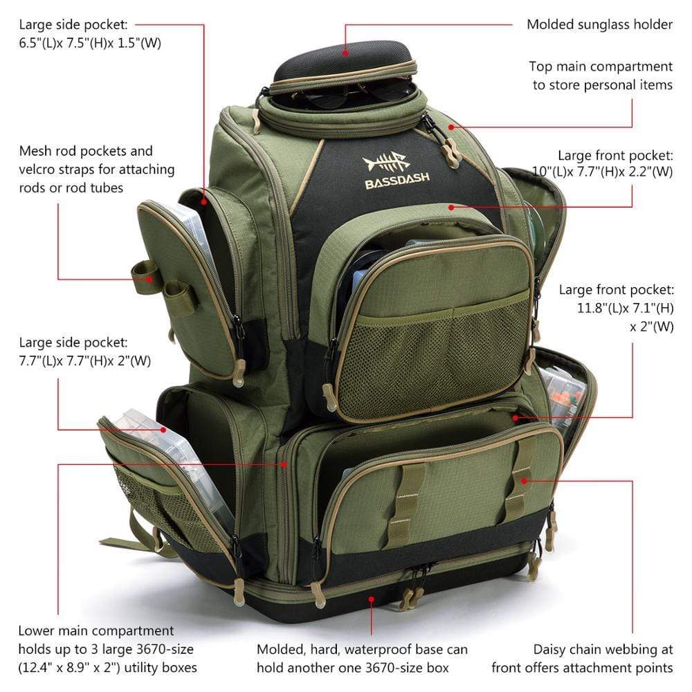Accessories &amp; Gear Bassdash Lightweight Multifunctional Fishing Tackle Backpack Fishing Gear - Tackle Backpack | Pescador Fishing Supply