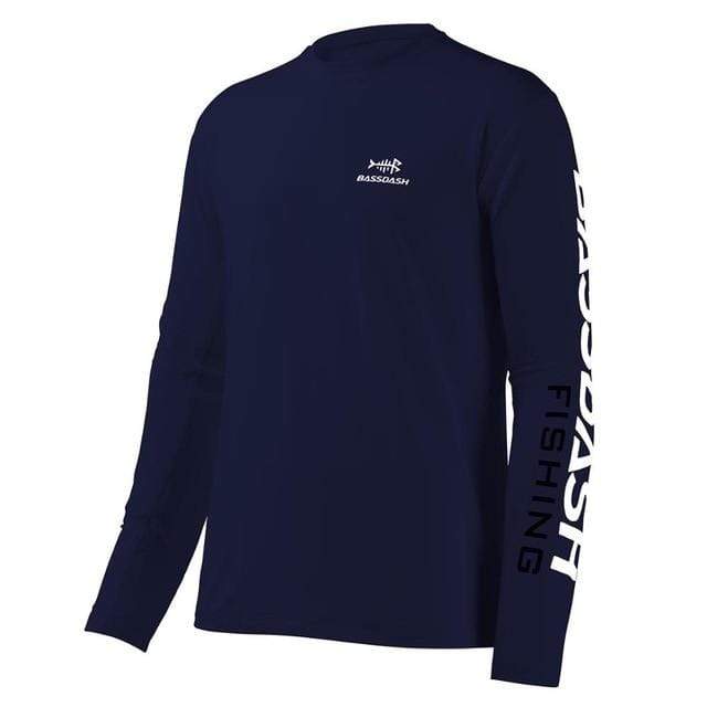Accessories &amp; Gear Bassdash Long Sleeve Fishing Shirt Dark Blue White Logo / XXL Fishing Shirts | Pescador Fishing Supply