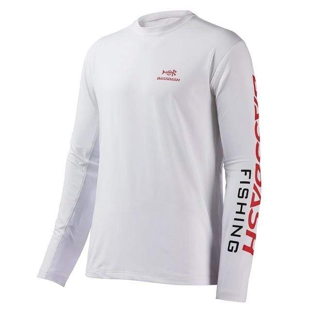 Accessories &amp; Gear Bassdash Long Sleeve Fishing Shirt White Red Logo / L Fishing Shirts | Pescador Fishing Supply