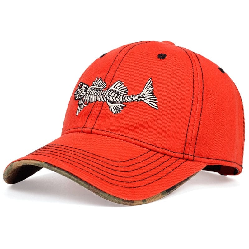 Fish Bone Lucky Fishing Hat | Pescador Fishing Supply Hi-Vis Orange