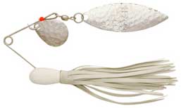 Lures H&amp;H Willow Leaf Double Spinner 3/8 oz. Package of 6 White Fishing Lures - Bass Lures | Pescador Fishing Supply